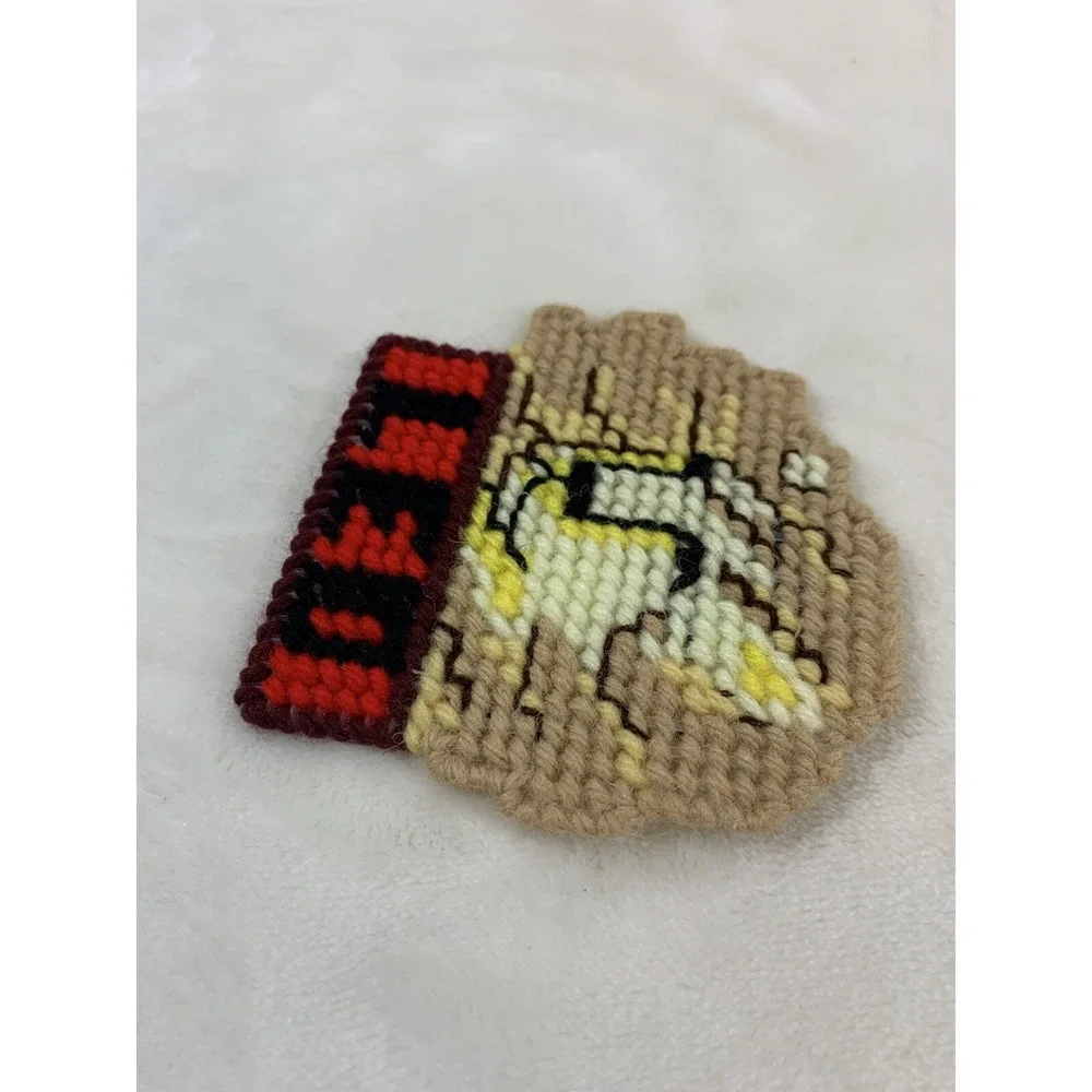 Vintage Leo Horoscope‎ Sign Lion Handmade Needlepoint Plastic Canvas Magnet OOAK